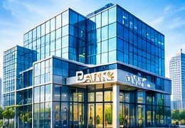 Modern glass bank building