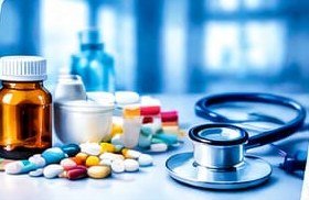 Medicines and a stethoscope